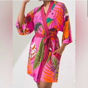 Soma Cool Nights Tropical Floral Knit Bath Robe Size S/M